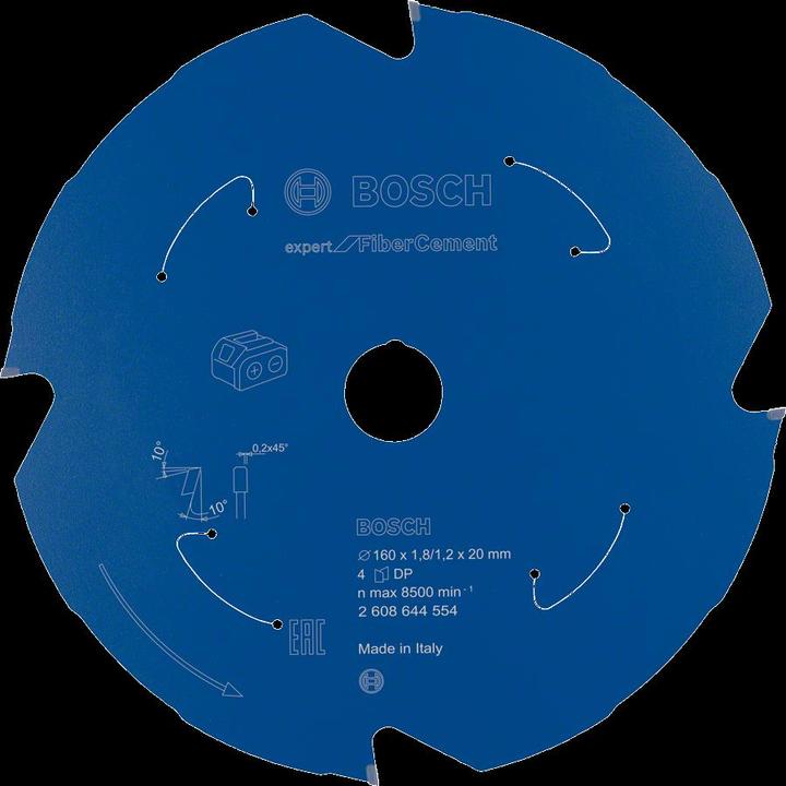 Produktbild Bosch Professional Zubehör Akku-Kreissägeblatt Expert for Fibre Cement, 160 x 1,8/1,2 x 20, 4 Zähne