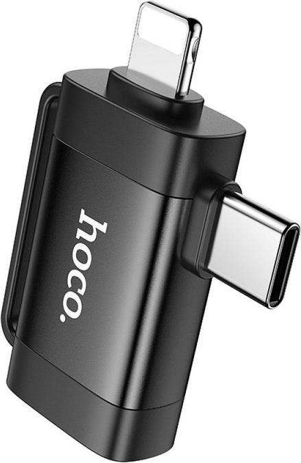 Hoco Cable adapter OTG 2in1 Type C (male) / Lightning (male) to USB A (female) UA31F black (USB 2.0, Lightning, USB Type C)