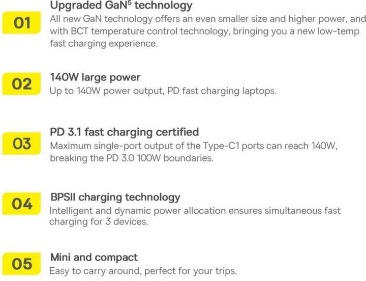Produktbild Baseus GaN5 Pro Fast Charger (140 W)