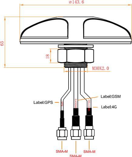 Actual product image Delock LTE/GMS/GPS 3in1 antenna