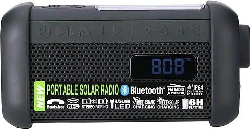 Image du produit Muse Radio solaire portable avec crank & flashlight (FM, Bluetooth, NFC)