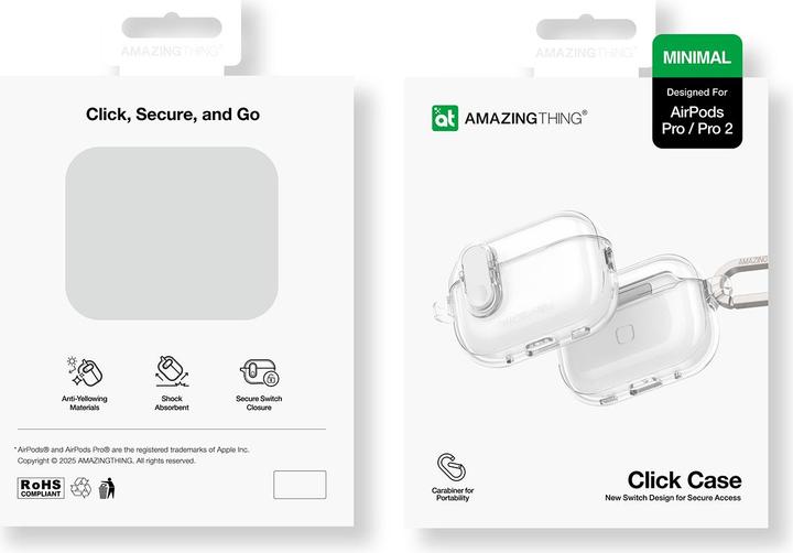 Produktbild Amazingthing Minimal Case für AirPods Pro 2, Silikonhülle, transparent (Kopfhörer Tasche)