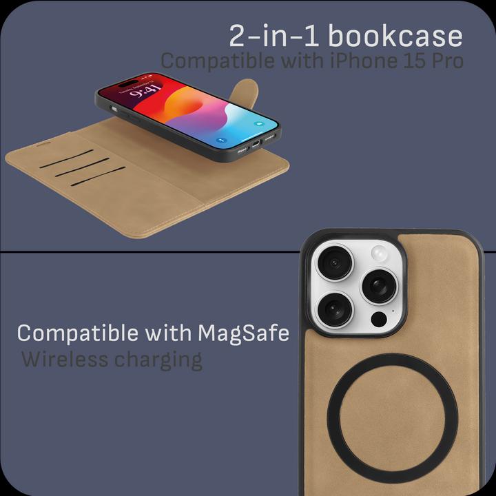 Actual product image Cazy Detachable wallet case for iPhone 15 Pro, detachable case, Magfit, 2-in-1 design (Apple iPhone 15 Pro)