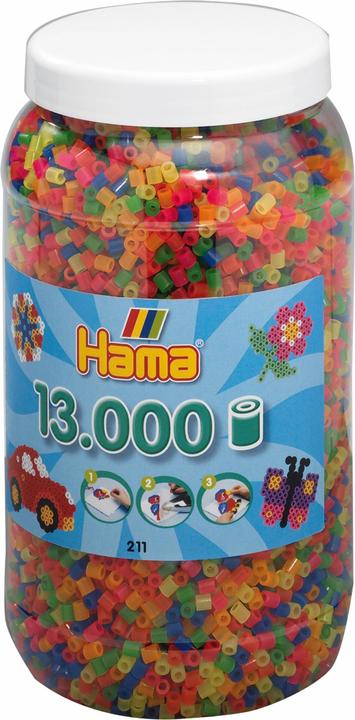 Hama Perlen Strijkkralen in Pot - Neonmix (051), 13.000st.