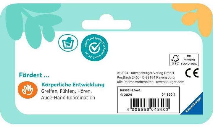 Image du produit Ravensburger 4850 play+ lion hochet, doudou avec hochet, clip de fixation, aide à la dentition