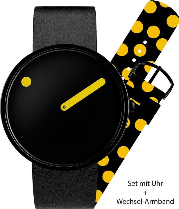 Picto 43388-SET Unisex Uhr Black and Yellow 40mm 5ATM (Analoguhr, 40 mm)