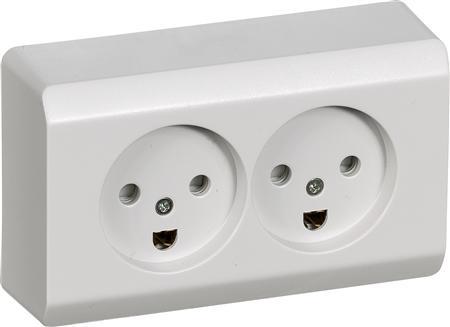 Image du produit LK OPUS® 66 contact à glissière udvendig dobbelt 2-pol med jord lysegrå