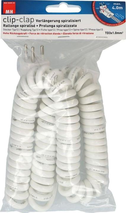Actual product image Max Hauri Extension cable 4 m T13 - T12 ClipClap, white (4 m, Type 12)