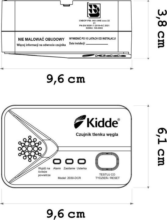 Produktbild Kidde Czujnik tlenku węgla 2030-DSCR
