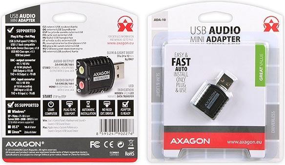 Actual product image Axagon ADA-10 - 16 Bit - 93 dB - USB (USB)