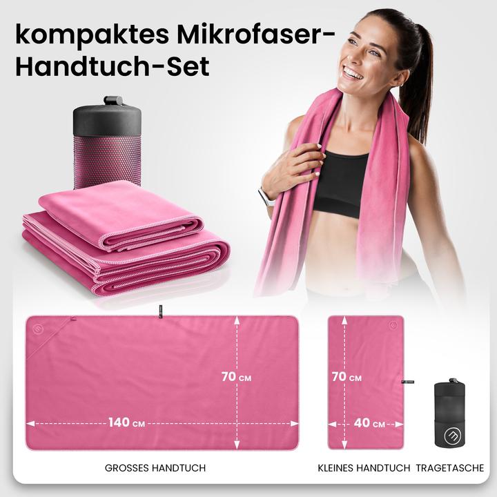 Produktbild BeMaxx Mikrofaser-Handtuch-Set, Rosa