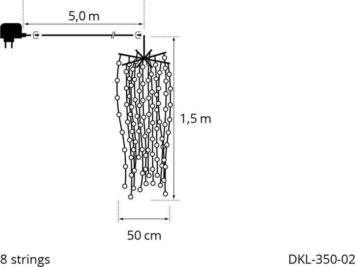 Produktbild STT LED Lichterkette Angel Hair Waterfall 1.5 m, Schwarz