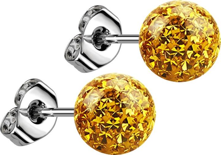 Star Piercing Ohrstecker silber mit Kristall Kugel topaz Epoxy Schutzschicht (Chirurgenstahl 316L, ohne Messing)
