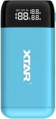 Xtar PB2S blue charger / powerbank for Li-ion 18650 / 20700 / 21700 cylinder batteries (2 pcs., 18650, 20700, 21700, Chargers without battery)