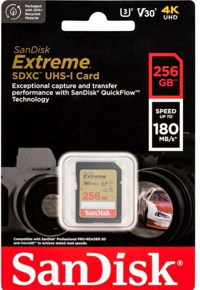 Actual product image SanDisk Extreme (256 GB, SDXC, U3, UHS-I)