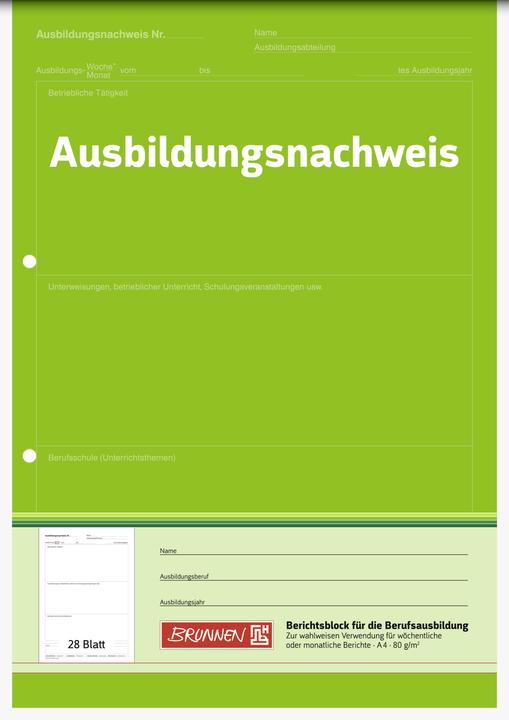 Produktbild Ausbildungsnachweis, wöchentliche/monatliche Eintragungen Formularbuch (28 x)