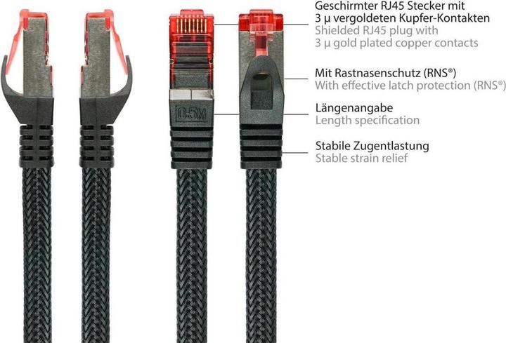 Produktbild Varia SO-37098 - Patchkabel Cat.6, S/FTP, 15m, schwarz (S/FTP, CAT6, 15 m)
