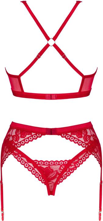 Actual product image Obsessive Lacelove Three Piece Set Red Xl/Xxl (L, XL)