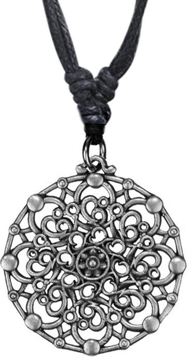 Star Piercing Halskette schwarz Anhänger silber Blume Mandala (Messing)