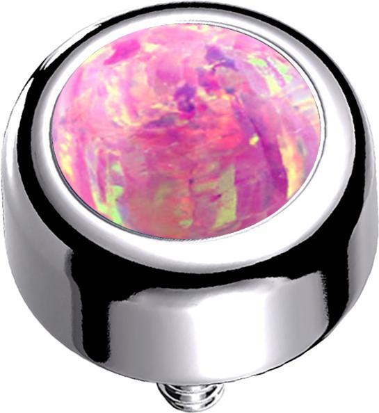 Star Piercing Dermal Anchor Zylinder silber mit Opal pink (Titan G23, ohne Messing)