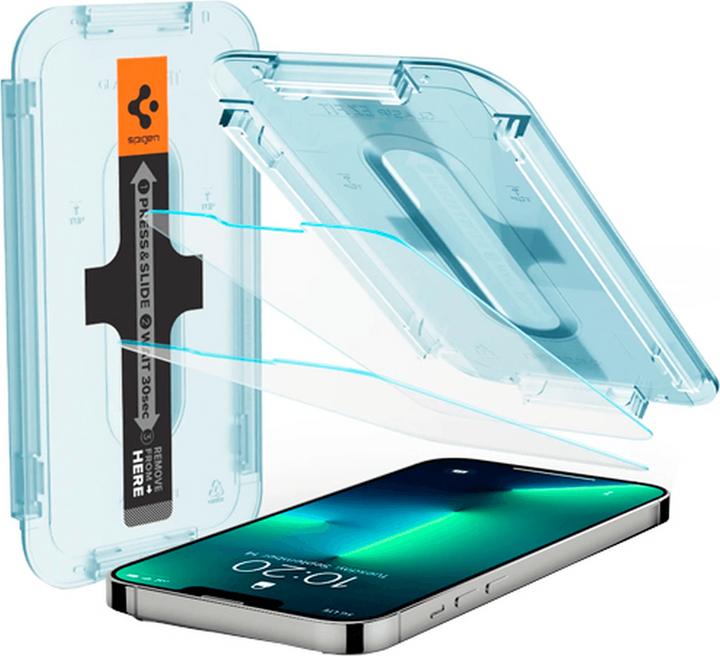 Produktbild Spigen EZ FIT Gehärtetes Glas Displayschutzfolie Mit Montagerahmen Apple iPhone 13 Mini 2-pack (2 Stück, Apple iPhone 13 mini)