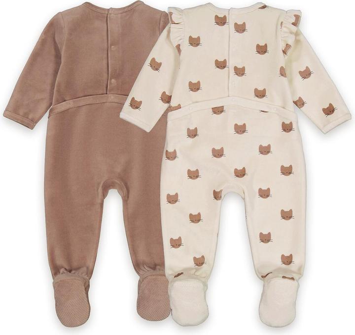 Actual product image La Redoute Collections 2-pack velvet rompers with cat motif (86)
