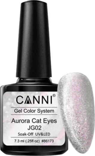 Canni Gellack Cat Eyes Aurora Silber/Rosa Glitzer / JG02 UV/LED (Silber, Rosa, Gel-Effekt Nagellack)