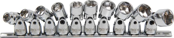BGS Kruiskoppeling dopsleutelset, zeskant 10 mm (3/8") aandrijving 10 - 19 mm 10 stuks. (3/8")