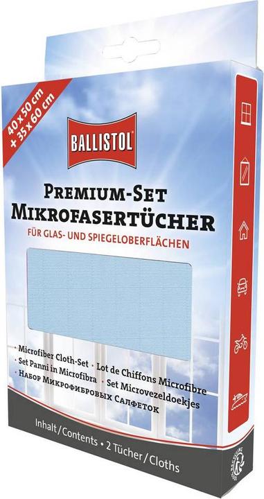 Produktbild Ballistol Premium-Set zwei Mikrofasertücher – Für Glas- undSpiegeloberflächen (beige/blau) (2 Stk.)