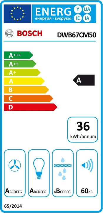 Energie-Label Bosch Hausgeräte DWB67CM50 (Wandhaube)