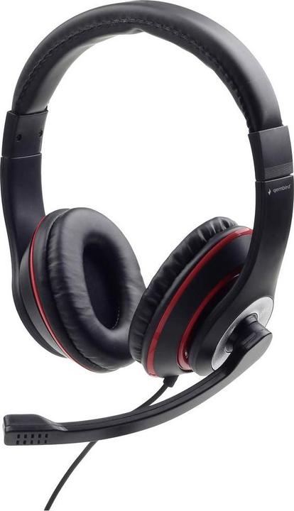 Produktbild Gembird MHS-03-BKRD Kopfhörer & Headset Kopfband 3,5-mm-Anschluss Schwarz (Kabelgebunden)