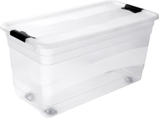 keeeper Aufbewahrungsbox "konrad", mit Rollen, 83 Liter Box und Deckel: natur-transparent / Clips: anthrazit (83 l)