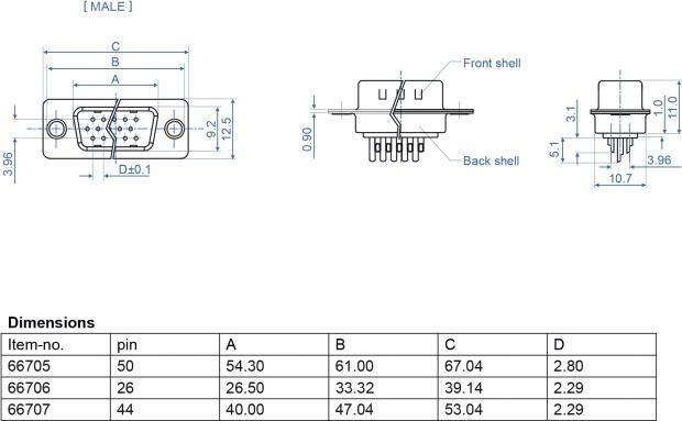Actual product image Delock D-Sub HD 50 pin connector metal, solder version, 2 pieces
