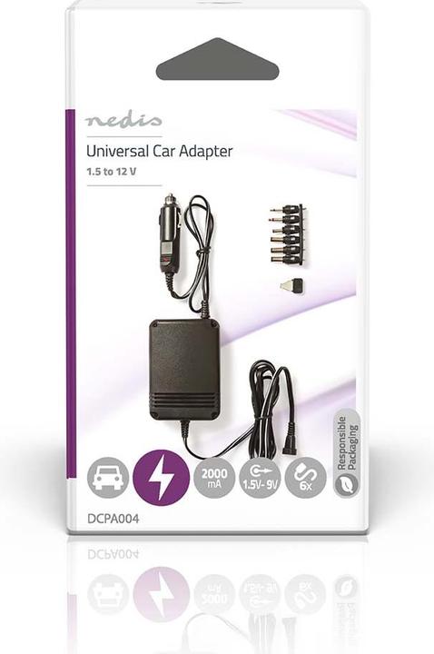 Immagine prodotto Nedis Adattatori di corrente DC universali - Adattatore per auto - 24 W - 12-24 V - Plastica - Nero
