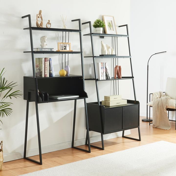 Image du produit En.Casa Ensemble de meubles Storfjord 2 pcs. 1x bureau, 1x étagère échelle avec armoire