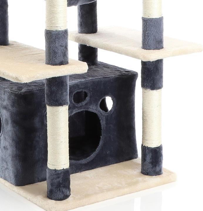 Actual product image Fudajo Cat Tree Dark Grey Scratching Tree 134cm High Climbing Tree with Cat House and Hammock (133 cm, Dark grey)