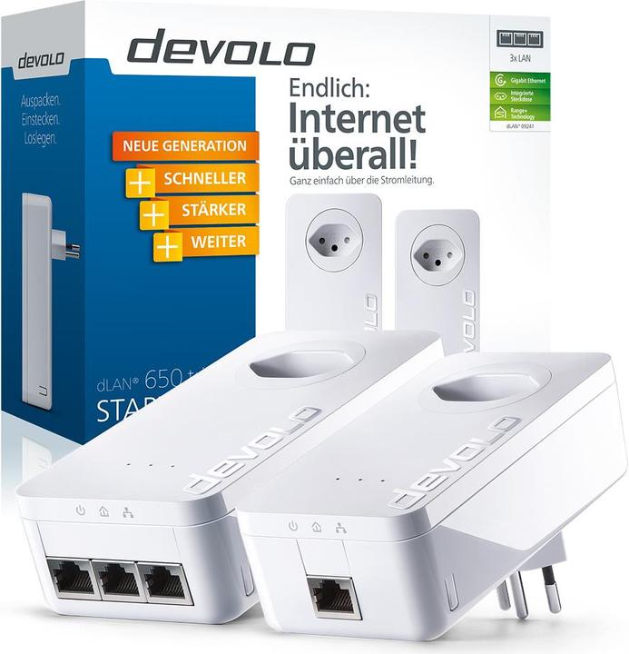 Actual product image Devolo dLAN 650 triple+ Starter Kit (600 Mbit/s)