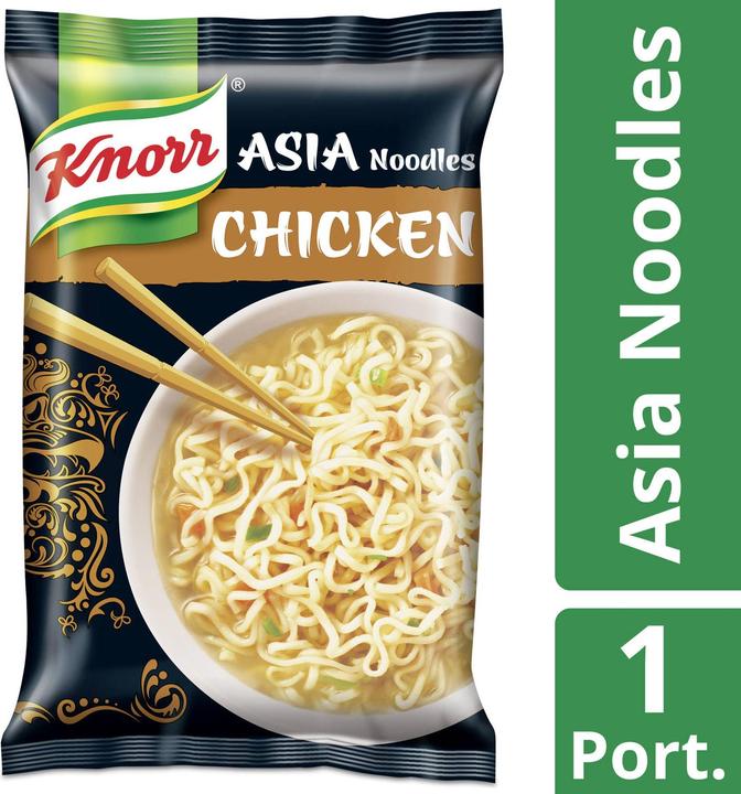 Knorr Asia Noodles Chicken Beutel, Instant Asiatische Nudeln mit Poulet & Gemüse, in 3 Minuten zubereitet (70 g)