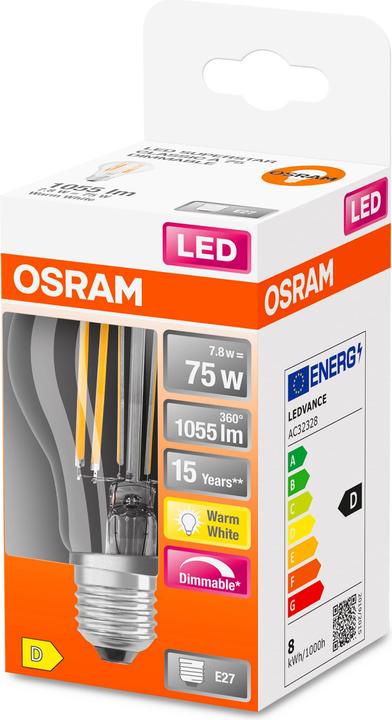 Produktbild Osram Superstar Classic A75 (E27, 7.80 W, 1055 lm, 1 x, D)
