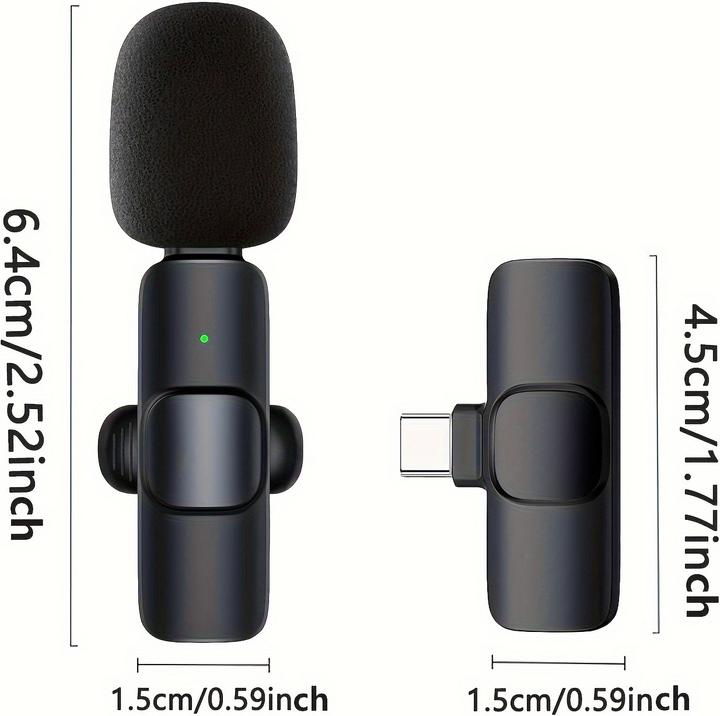 Image du produit PhoneLook Microphone cravate sans fil Bluetooth rechargeable USB-C pour smartphone et tablette avec enregistre