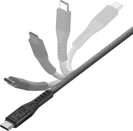 Produktbild Energea kabel Flow USB-C - USB-C Digital Display 1.5m czarny/black 240W 5A PD Fast Charge (1.50 m, USB 2.0, 240 W)