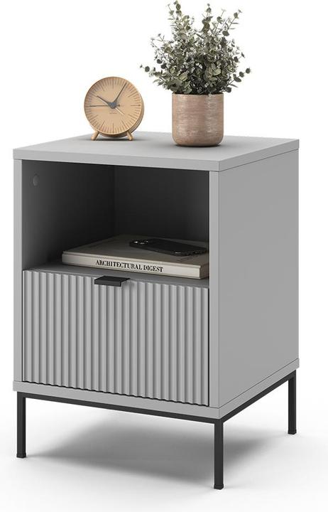 Actual product image Vichy Bedside table Eliza, Grey, 40 x 55 cm with 1 drawer
