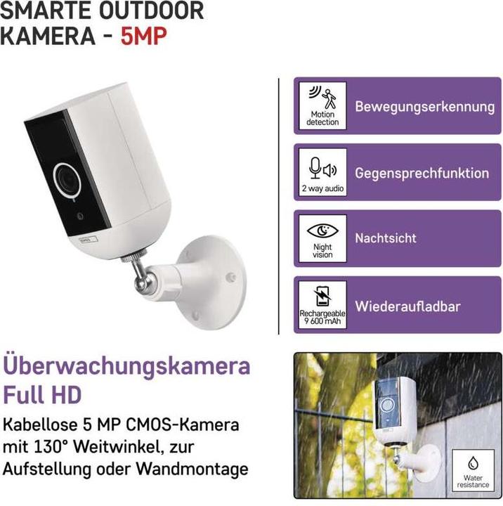 Produktbild Emos GoSmart Outdoor IP Kamera mit WiFi IP-210 SNAP, batteriebetrieben (2592 x 1944 Pixels)