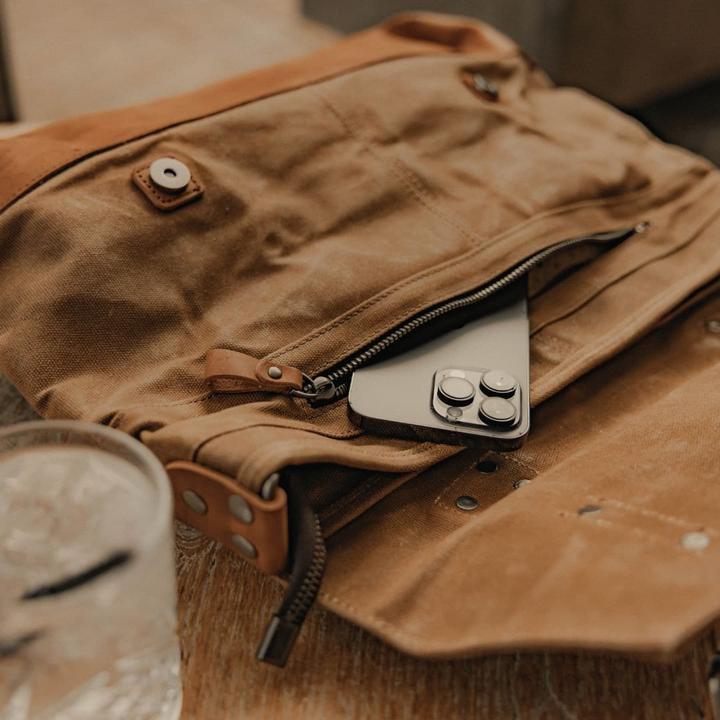 Image du produit Only-Bags.Store Canvas Messenger Bag, Tan sac d'ordinateur portable, serviette en cuir, cire Canvas Messenger Bag