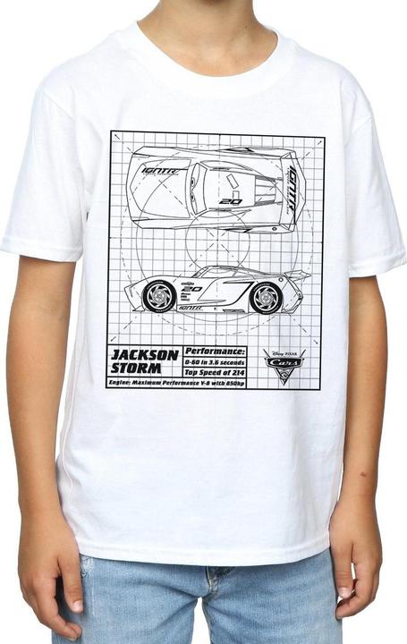 Actual product image Disney Boys Cars Jackson Storm Blueprint T-Shirt (140, 146)