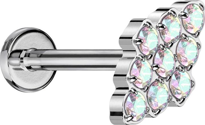 Immagine prodotto Star Piercing Micro labret filo interno argento diamante argento cristalli multicolore (senza ottone, Titanio G23)