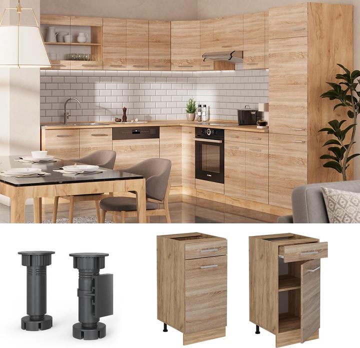 Actual product image Vicco Küchenunterschrank R-Line, Sonoma/Goldkraft Eiche, 40 cm, AP Anthrazit