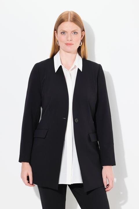 Produktbild Ulla Popken Blazer, Punto di Roma, V-Ausschnitt, Knopfverschluss (50)