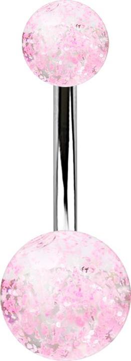 Immagine prodotto Star Piercing Banana argento con due sfere glitterate rosa (Acrilico, senza ottone, Acciaio chirurgico 316L)