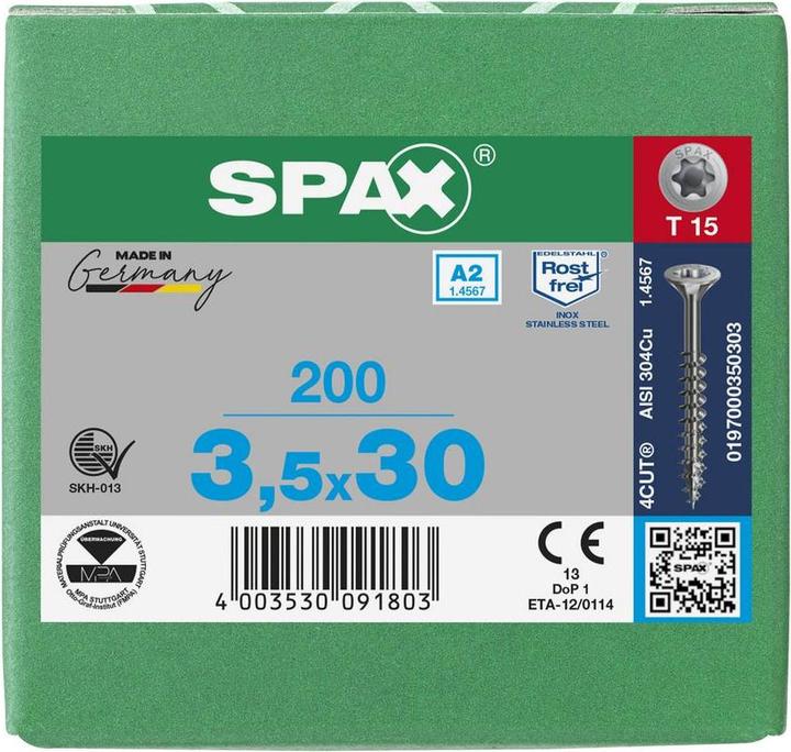 Immagine prodotto Spax Viti mordenti per pannelli truciolati A2 (200 Viti per pezzo)